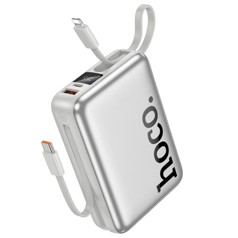 Повербанк Hoco Q39 20000mAh 22.5W+PD 20W + кабель 2в1 Type-C/ Lightning silver