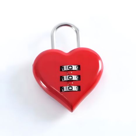 Міні-замок кодовий ML011MRH у вигляді серця, 3 цифри, червоний