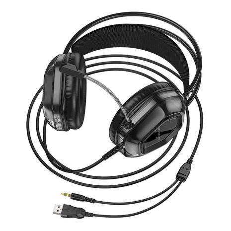 Ігрові дротові навушники Borofone BO110 Fight, USB, 3.5mm, 2m, чорні