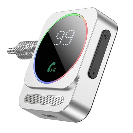 Автомобільний модулятор Borofone BC52 True Way, AUX, BT5.3 адаптер, 250mAh, 12h, Срібний