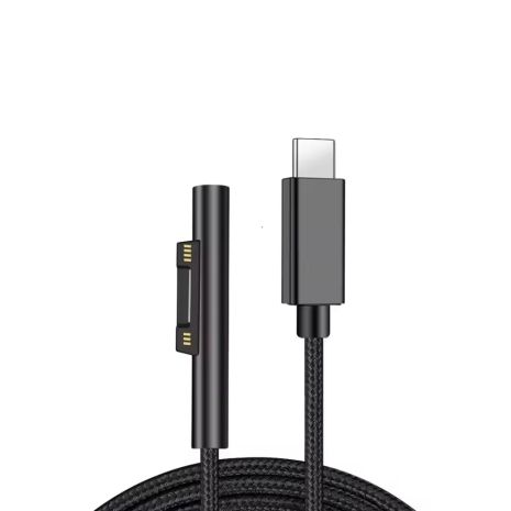 Кабель-адаптер Type-C (M) to Microsoft Surface, PD 15V 3A, For Surface Pro 3, 4, 5, 6, 7, 8, Go 1, 2, 3, Laptop 1, 2, 3, 4, 2m, Black