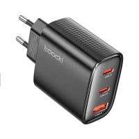 Зарядное устройство Toocki 40W GaN USB Charger Type C QC 4.0 Dual Type C Fast Charger For iPhone 15 14 13 12 Pro Max Samsung, Huawei, Lenovo, Motorola, Pixel, Black