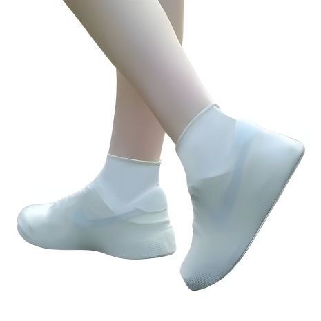 Силіконові водонепроникні вуличні бахіли для захисту взуття від бруду та вологи (L - 40-46) white