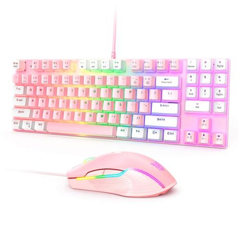 ONIKUMA G26 + CW916 Combo Gaming 2-in1 (Keyboard ENG та Миша) біло-рожевий ONIKUMA G26 + CW916 Combo Gaming 2-in1 (Keyboard ENG та Миша) біло-рожевий