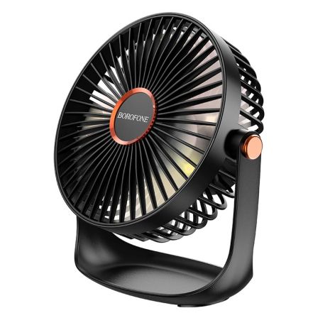 Вентилятор BOROFONE DBF02, Desktop Fan Cool with Light, 2400mAh, 5 speed, Abbient Light, 10h, чорний