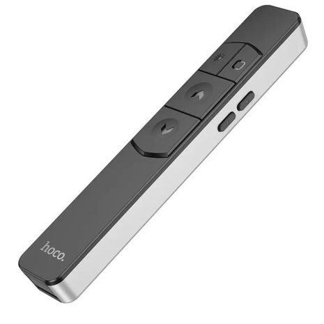 Указка розумна HOCO GM202, Smart PPT cторінковий перемикач, 2.4GHz, 100м, Type-C, LCD, 180mAh, 8год, срібна