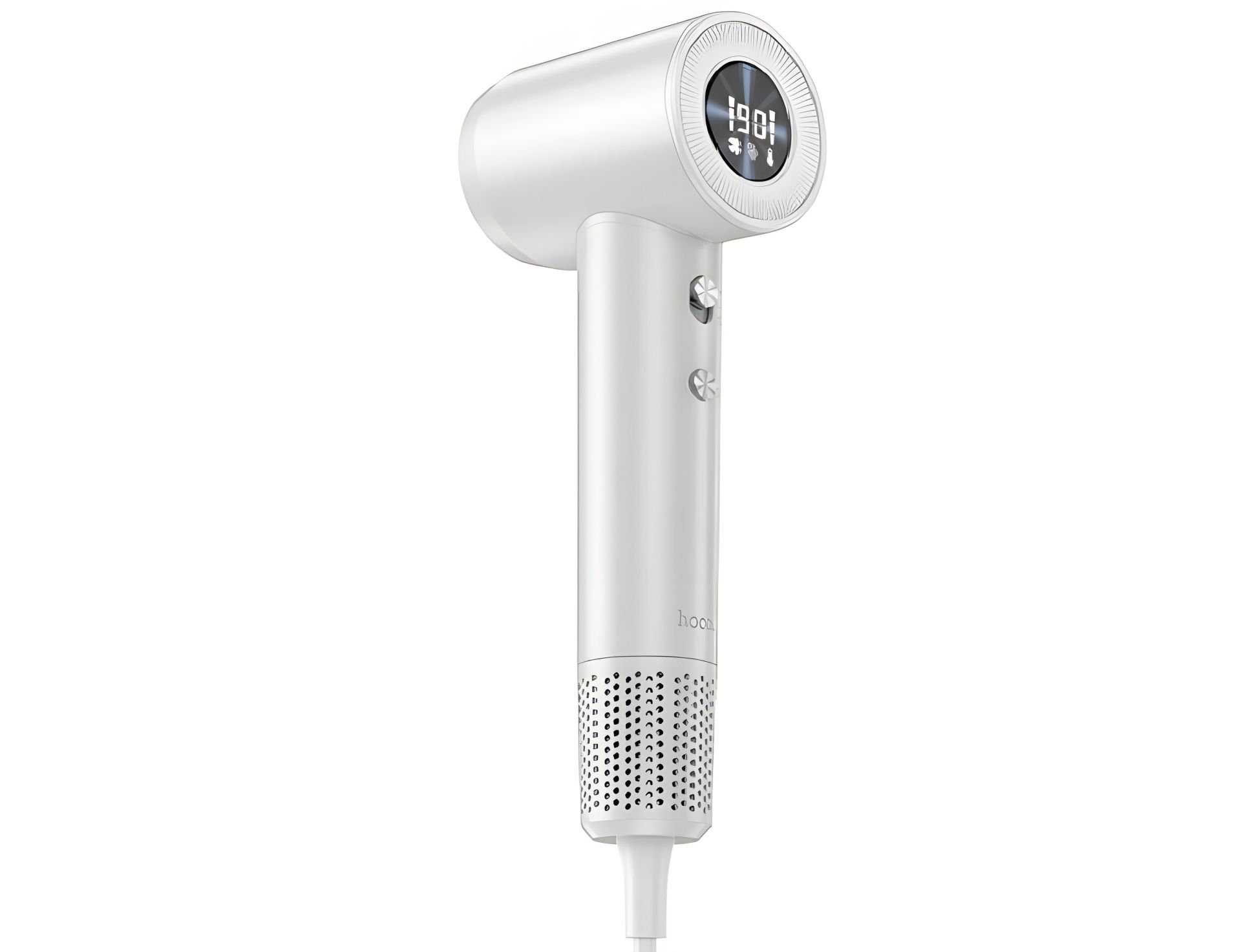 Фен HOCO HP10 з цифровим дисплеєм, іонізацією, 2 швидкості, 2 температури, 110000rpm, 1600W, білий Фен HOCO HP10 з цифровим дисплеєм, іонізацією, 2 швидкості, 2 температури, 110000rpm, 1600W, білий