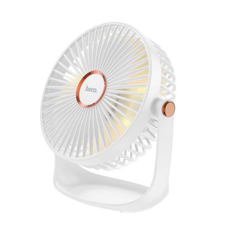 Вентилятор настільний HOCO DF12, Cool Fan with Light, 5 speed, Abbient Light, 2400mAh, 10h, білий