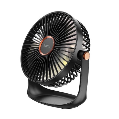 Cool вентилятор HOCO DF12, Desktop Fan with Light, 2400mAh, 5 speed, Abbient Light, 10h, чорний