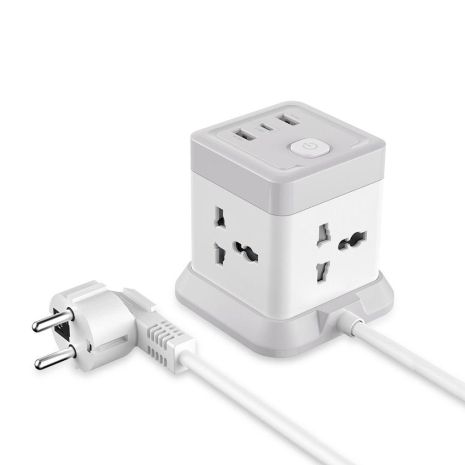 Подовжувач мережевий XO WL20, 20W, квадратна розетка, 4AC, 2USB-A, 1Type-C, PD і QC, 2м, білий