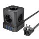 Мережевий зарядний подовжувач Hoco NS8, 3USB, 1Type-C, 5 розеток, 2м, чорний