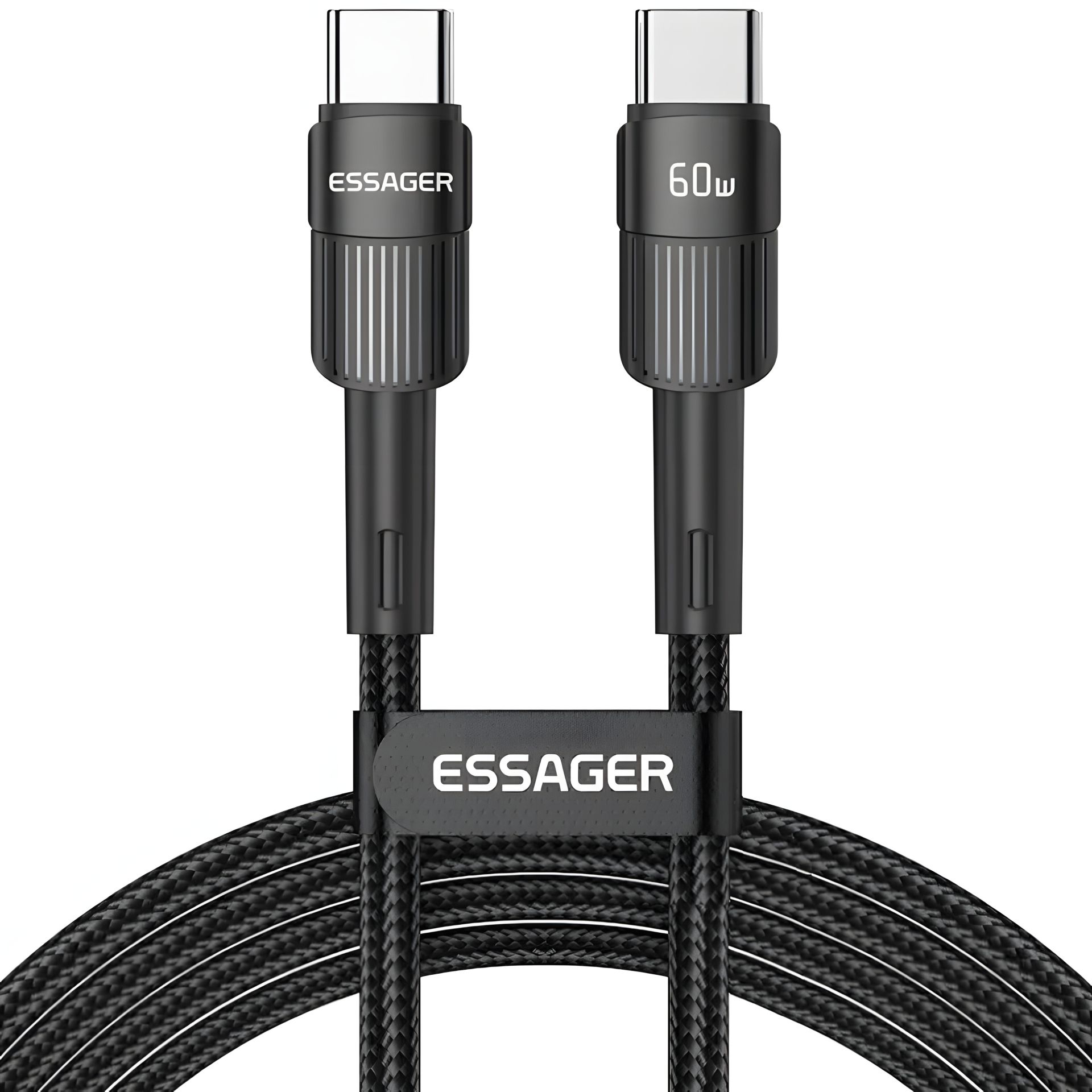 Кабель Essager Type-C 60W Black плетеный 0.5m Кабель Essager Type-C 60W Black плетеный 0.5m