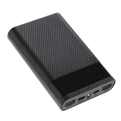 Корпус-кейс DIY L4 под АКБ 18650 4шт (4x18650) повербанк 10W 2xUSB, Type-C, microUSB, LED дисплей, фонарик, black