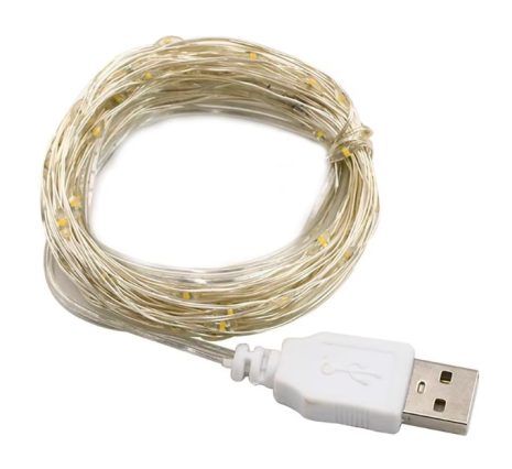 Гирлянда нить USB LED 10M 100 светодиодов теплый