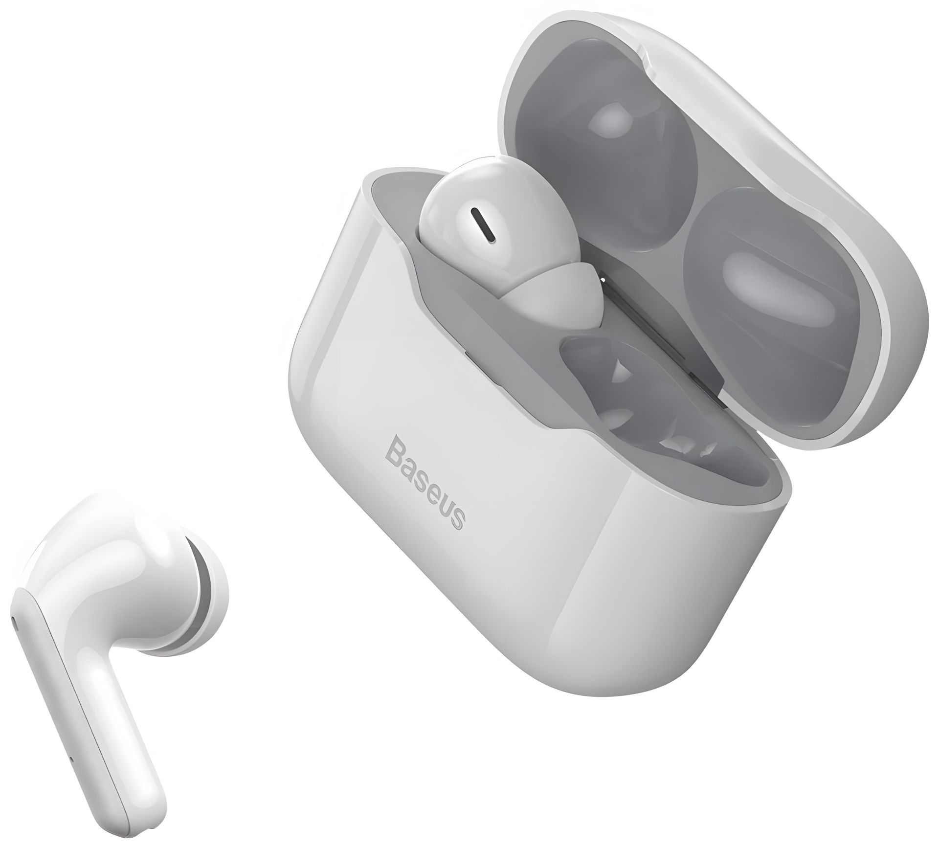 Бездротові навушники BASEUS SIMU ANC True Wireless Earphone S1, BT5.1, 40mAh, 380mAh, 4.5h, 24h, (NGS1-02) білі Бездротові навушники BASEUS SIMU ANC True Wireless Earphone S1, BT5.1, 40mAh, 380mAh, 4.5h, 24h, (NGS1-02) білі