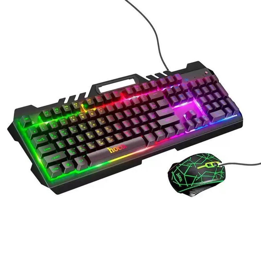 Комплект клавиатура и мышь Hoco DI16 (ENG/ РУС) с RGB подсветкой black Комплект клавиатура и мышь Hoco DI16 (ENG/ РУС) с RGB подсветкой black