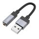 Hoco UPA32D 15cm USB to Jack 3.5 Adapter, Black