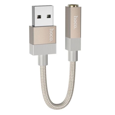 Hoco UPA32D 15cm USB to Jack 3.5 Adapter, Gold