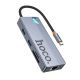 USB-хаб Hoco HB52 Type-C 8-в-1 (HDTV+RJ45-100Mbps+SD/TF+PD+Type-C3.0+USB3.0*2) серый