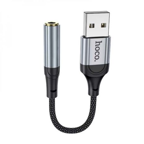 Черный USB адаптер to Jack 3.5 (F) Hoco LS36