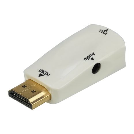 Бело-голубой адаптер HDMI to VGA + AUX (3.5)