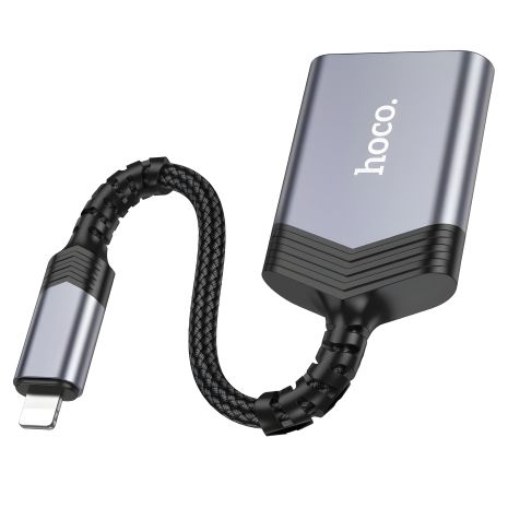 Адаптер Hoco UA25 Card Reader Lightning 2в1 Серый