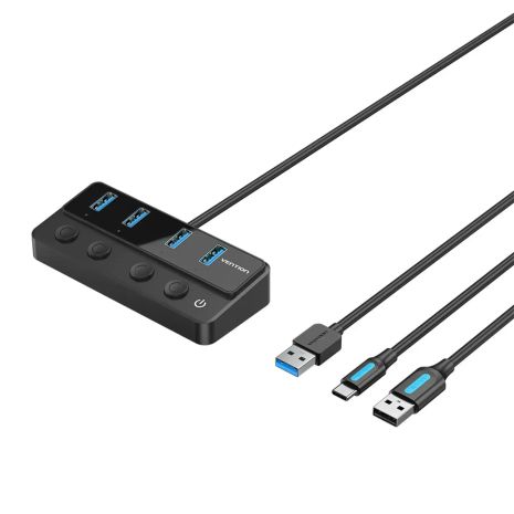 USB-хаб Vention 4xUSB 3.0 to USB C Hub with Power Switches Black (CHWBF) 1M