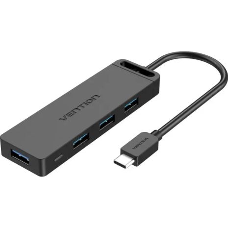 USB-хаб Vention Type-C to 4-Port USB 3.0 Hub with Power Supply Black 0.5M ABS Type TGKBD