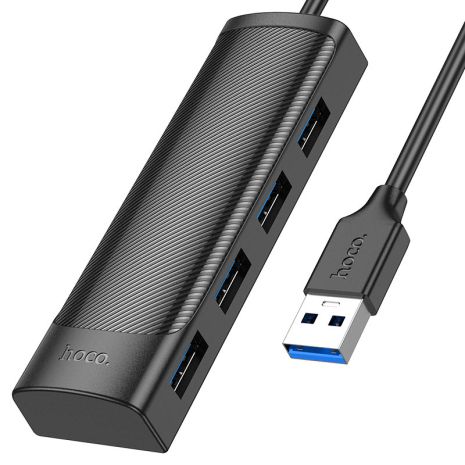 HOCO HUB конвертер HB41 USB2.0 черный (USB к USB 2.0*4/1.2m)