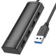 HOCO HUB конвертер HB41 USB2.0 черный (USB к USB 2.0*4/1.2m)