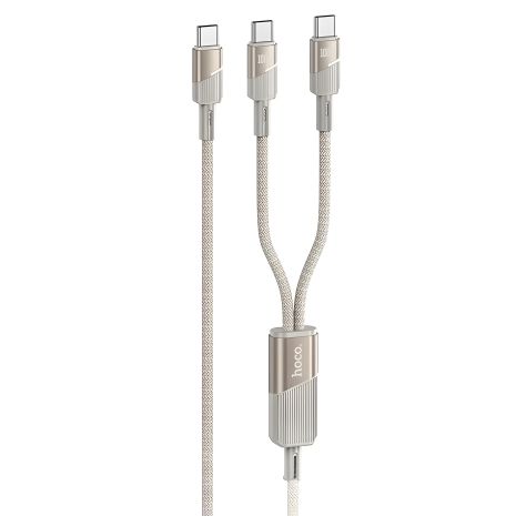 Кабель Hoco U139 2-в-1 Type-C к Type-C/Type-C PD 100W 1.2m золотой Кабель Hoco U139 2-в-1 Type-C к Type-C/Type-C PD 100W 1.2m золотой