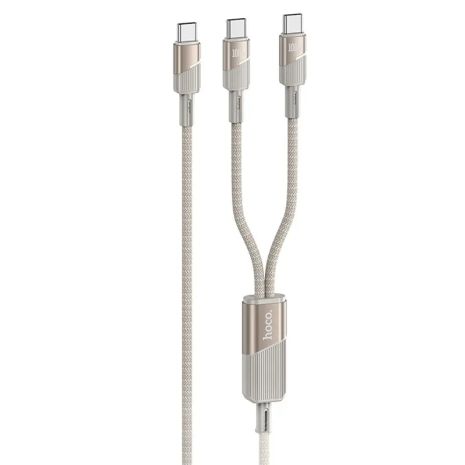 Кабель Hoco U139 2-в-1 Type-C к Type-C/Type-C PD 100W 1.2m золотой