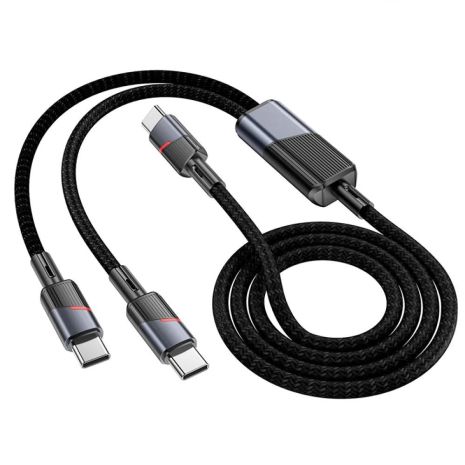 Кабель Hoco U139 2-в-1 Type-C к Type-C/Type-C PD 100W 1.2m чёрный