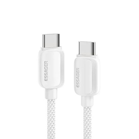 Кабель ESSAGER Waves Type-C до Type-C 100W 1m білий