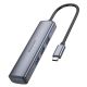 Borofone DH12 4-в-1 хаб USB Type-C to USB3.0x4 (L=0.2M) сірий