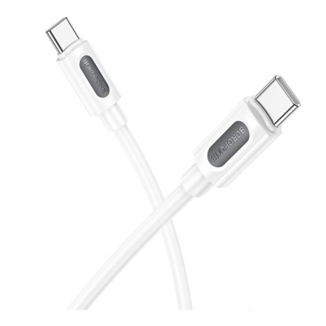 USB кабель Borofone BX114 силикон Type-C to Type-C 60W белый