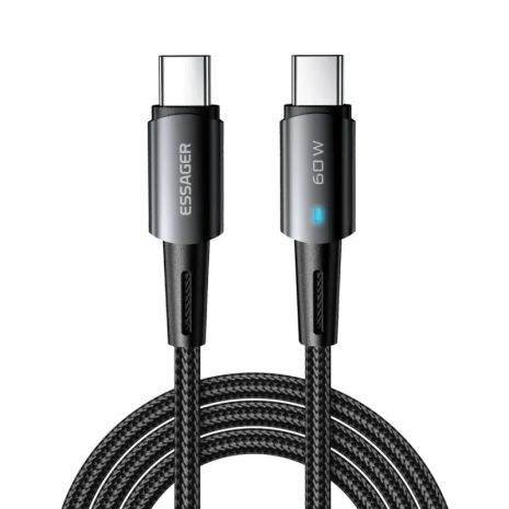 Кабель ESSAGER CG03 Type-C to Type-C 60W черный
