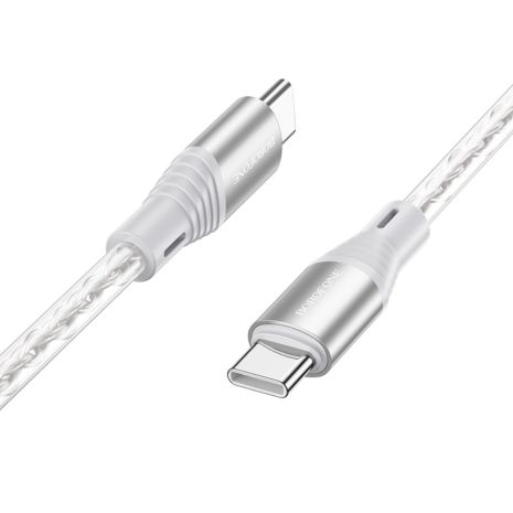 Кабель зарядний Borofone BX96, Type-C to Type-C, 60W PD, 1m, силіконовий, сірий Кабель зарядний Borofone BX96, Type-C to Type-C, 60W PD, 1m, силіконовий, сірий