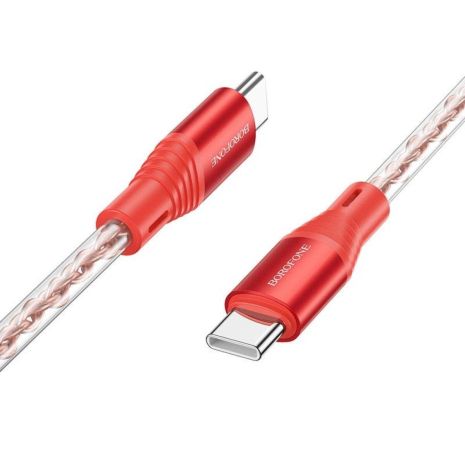 Кабель зарядний Borofone BX96, Type-C to Type-C, 60W PD, 1m, силіконовий, червоний Кабель зарядний Borofone BX96, Type-C to Type-C, 60W PD, 1m, силіконовий, червоний
