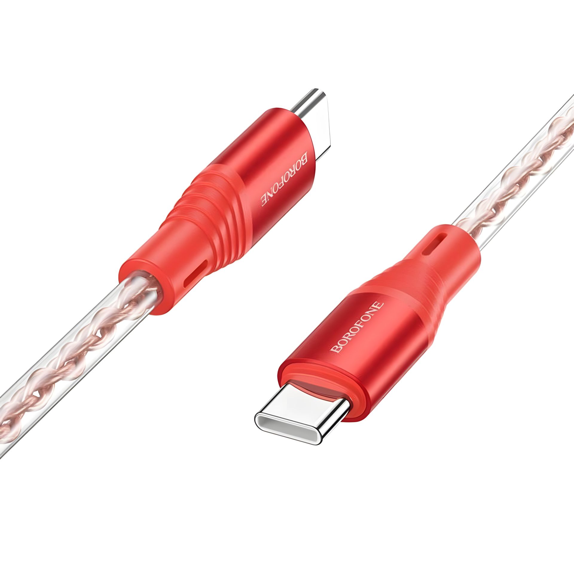 Silicone charging data cable Borofone BX96 Type-C to Type-C PD 60W 1m красный Silicone charging data cable Borofone BX96 Type-C to Type-C PD 60W 1m красный