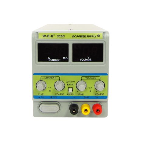 Лабораторний блок живлення WEP PS-305D-II з цифровою індикацією, 30V, 5A, перемикач Hi (A), Lo (mA)