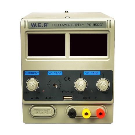 Лабораторний Блок живлення WEP PS-1502D+ USB, 15V, 2A, цифрова індикація
