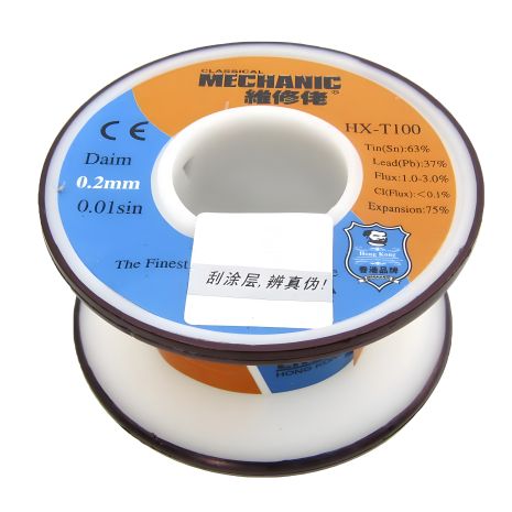 Припой HX-T100 Mechanic 0,2 мм, 55 гр, Sn 63%, Pb 37%
