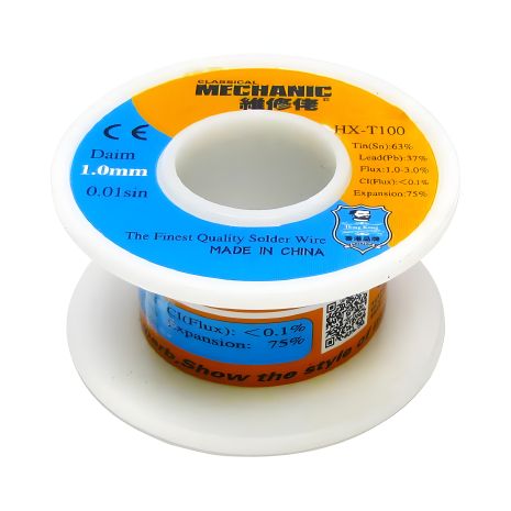 Припой HX-T100 Mechanic 1,0 мм, 55 гр, Sn 63%, Pb 37%