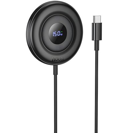 Беспроводное зарядное Hoco CW61 с цифровым дисплеем магнитное black