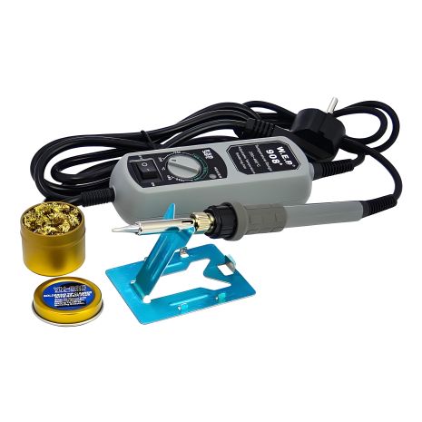Паяльник WEP 908+ в блистере с подставкой и портативным блоком управления (65W, рег. t 200-480 гр C, жало 900M) Паяльник WEP 908+ в блистере с подставкой и портативным блоком управления (65W, рег. t 200-480 гр C, жало 900M)