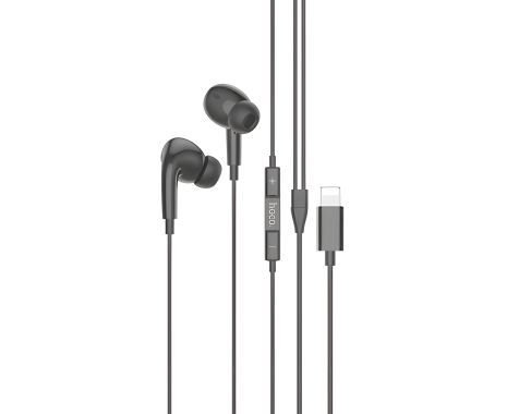 Hoco M111 Pro вакуумні дротові навушники з мікрофоном, Lightning, 1.2m, Чорні