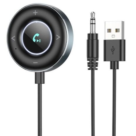 Bluetooth аудіо ресивер Borofone BC58, BT5.3, AUX, USB, 1.5m, сірий