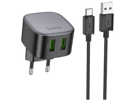 Сетевое зарядное устройство Hoco CS34A QC 18W 2USB+USB на Type-C черное