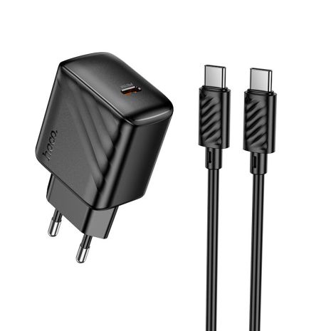 Устройство Зарядное Hoco CS24A Сетевое 1USB-C PD/QC 25W+Type-C на Type-C Черное Устройство Зарядное Hoco CS24A Сетевое 1USB-C PD/QC 25W+Type-C на Type-C Черное